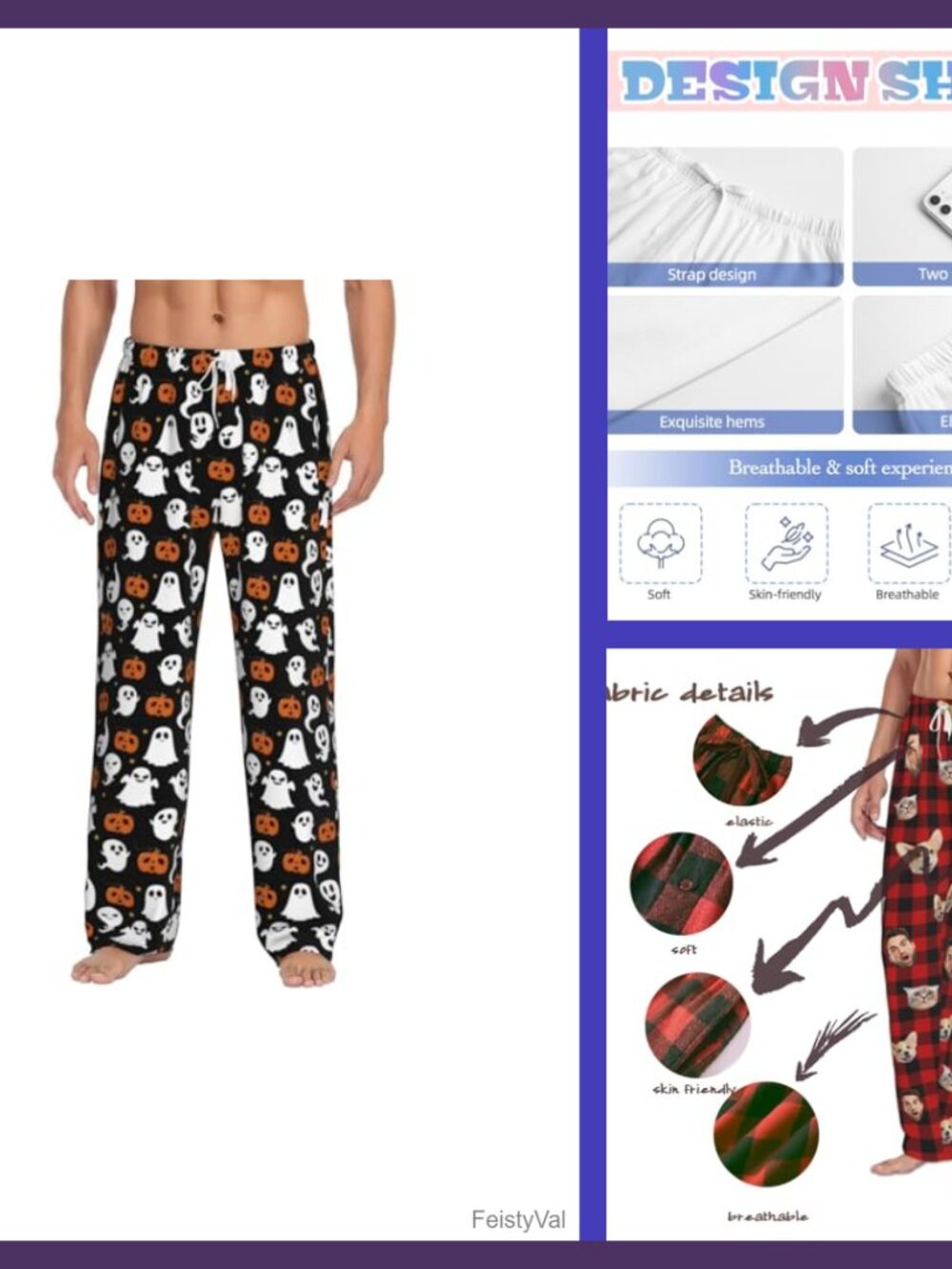 Halloween Pajama Pants Funny Ghost Pumpkin Sleep Lounge PJ Bottoms